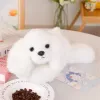 LEAN TOYS Peluche de perro maltés con patas lastradas blanco 30 cm