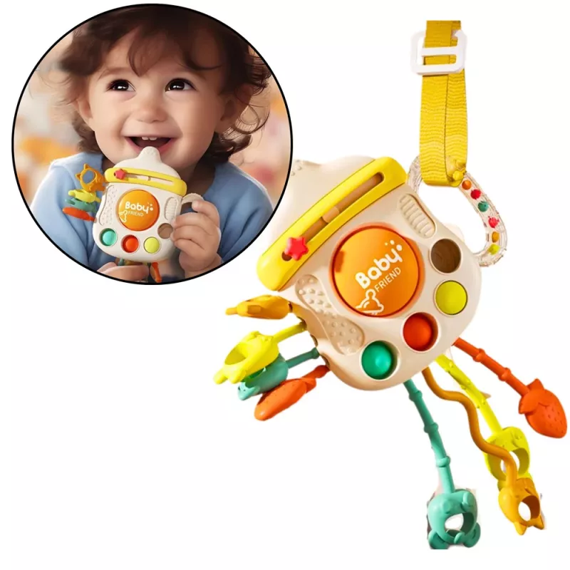 LEAN TOYS Juguete sensorial mordedor sonajero para niños pequeños biberón 3 en 1