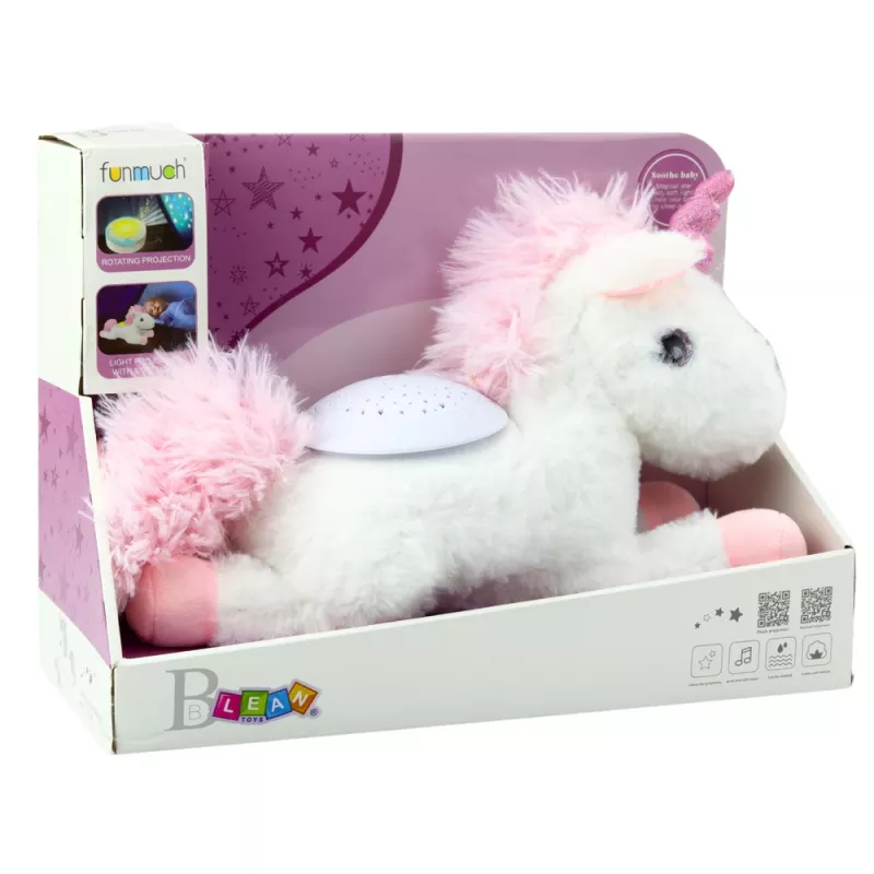LEAN TOYS Peluche unicornio para dormir con proyector y sonido