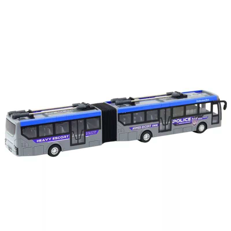 LEAN TOYS Autobús articulado de policía RC con mando a distancia y luces, Gris 1:32