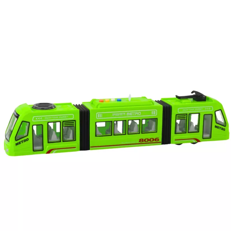 LEAN TOYS Tranvía City Metro con puertas, luz y sonido, Verde 1:16