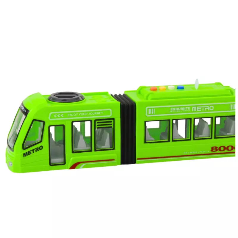 LEAN TOYS Tranvía City Metro con puertas, luz y sonido, Verde 1:16