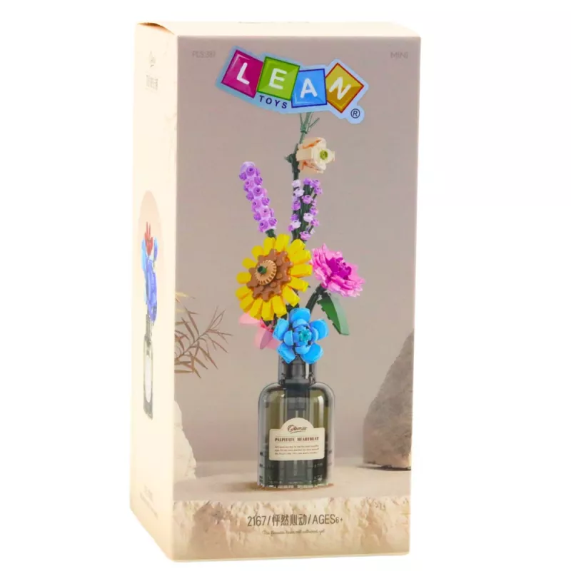 LEAN TOYS Bloques de construcción ramo de flores de colores en un jarrón - 387 piezas, set de construcción creativo para niños a partir de 6 años
