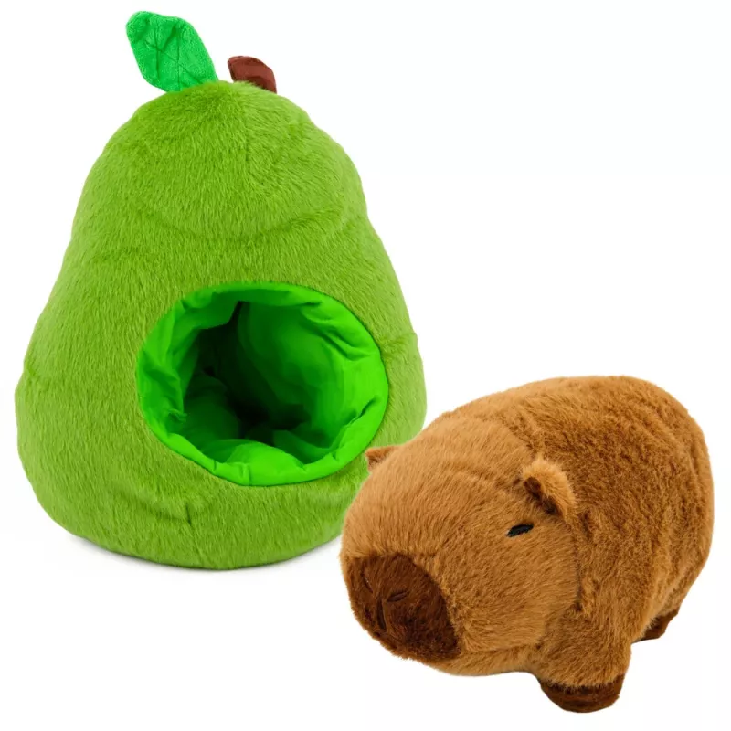 LEAN TOYS Aguacate verde con capibara peluche reversible 2 en 1 25 cm