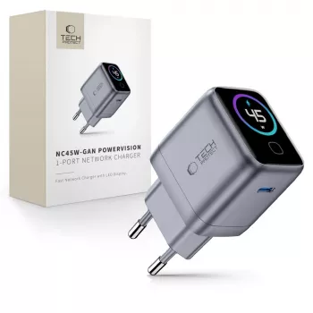 TECH-PROTECT POWERVISION NC45W-GAN Cargador de pared de 1 puerto PD 45 W Gris oscuro