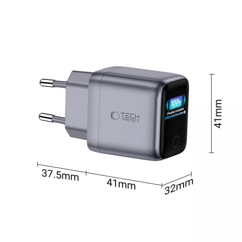 TECH-PROTECT POWERVISION NC45W-GAN Cargador de pared de 1 puerto PD 45 W Gris oscuro