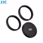 JJC LRR-OA6K2 Set de tapa de objetivo y anillos decorativos para DJI Osmo Action 6 (tapa negra, anillos rojo y azul)
