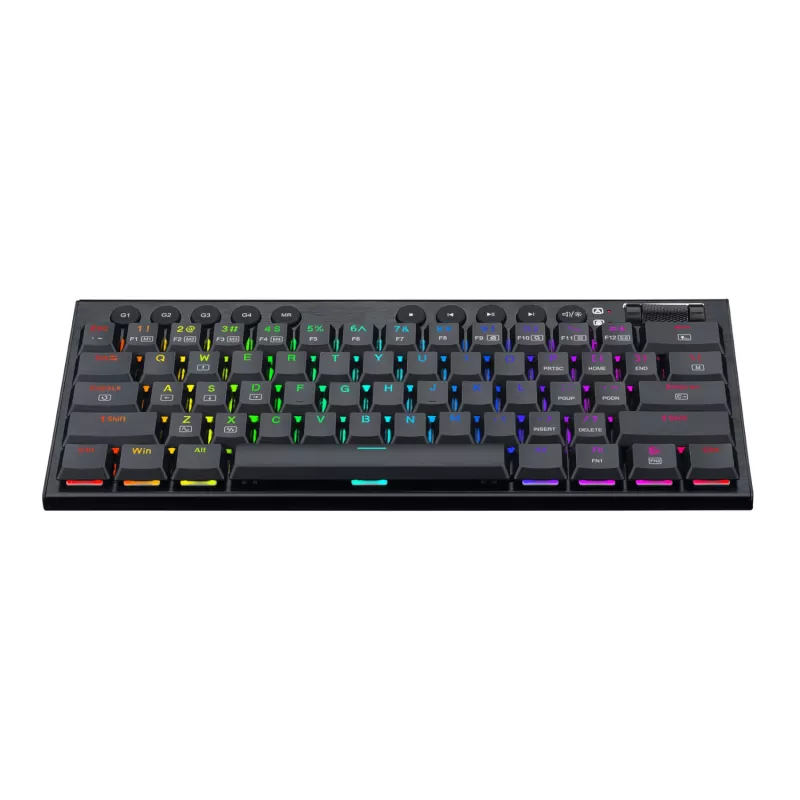 Redragon K632 Horus Mini Teclado mecánico gaming de 61 teclas Low Profile, switch rojo, RGB, Negro