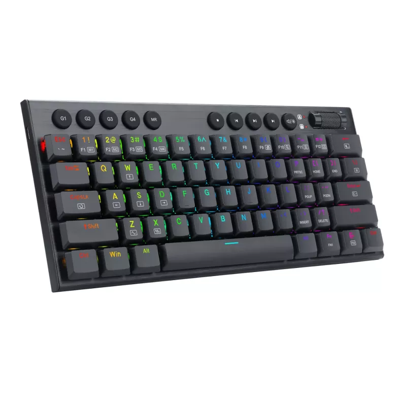 Redragon K632 Horus Mini Teclado mecánico gaming de 61 teclas Low Profile, switch rojo, RGB, Negro
