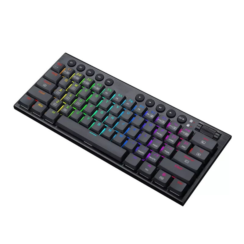 Redragon K632 Horus Mini Teclado mecánico gaming de 61 teclas Low Profile, switch rojo, RGB, Negro