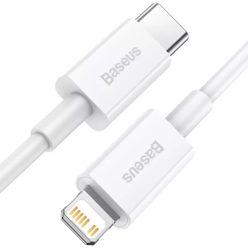 Baseus Superior Series cable USB-C a Lightning 0,25 m blanco, carga rápida PD 20W y sincronización de datos