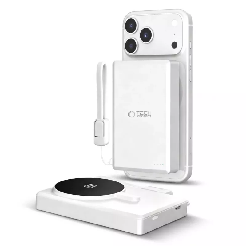 TECH-PROTECT PB40 LIFEMAG powerbank MagSafe 10000mAh 25W Qi2.2 blanco/plata