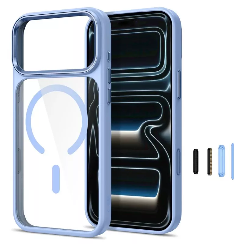 Tech-Protect Magmat funda transparente MagSafe para iPhone 17 Pro / 18 Pro - marco azul claro
