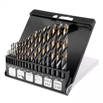NEO TOOLS Juego de brocas para metal HSS-CNC, 124°, Pro-Tec, 1,0-10,0 mm, 19 piezas