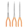 NEO TOOLS 01-293 Juego de pinzas de doble articulación, 3 piezas, acero cromo-vanadio, 280 mm, punta recta, curvada 45° y 90°, mangos ergonómicos antideslizantes