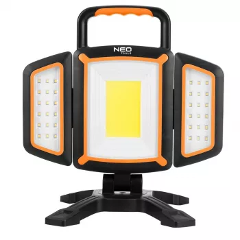 NEO TOOLS 99-125 Lámpara de trabajo LED COB recargable 2000lm, 20W, 6500K blanco frío, 4400mAh Li-Ion, USB-C, base magnética, IP44