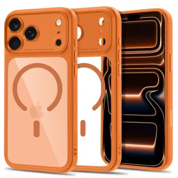 TECH-PROTECT MagPeak funda transparente MagSafe para iPhone 17 Pro / 18 Pro - Cosmic Orange