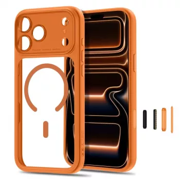 TECH-PROTECT MagPeak funda transparente MagSafe para iPhone 17 Pro / 18 Pro - Cosmic Orange