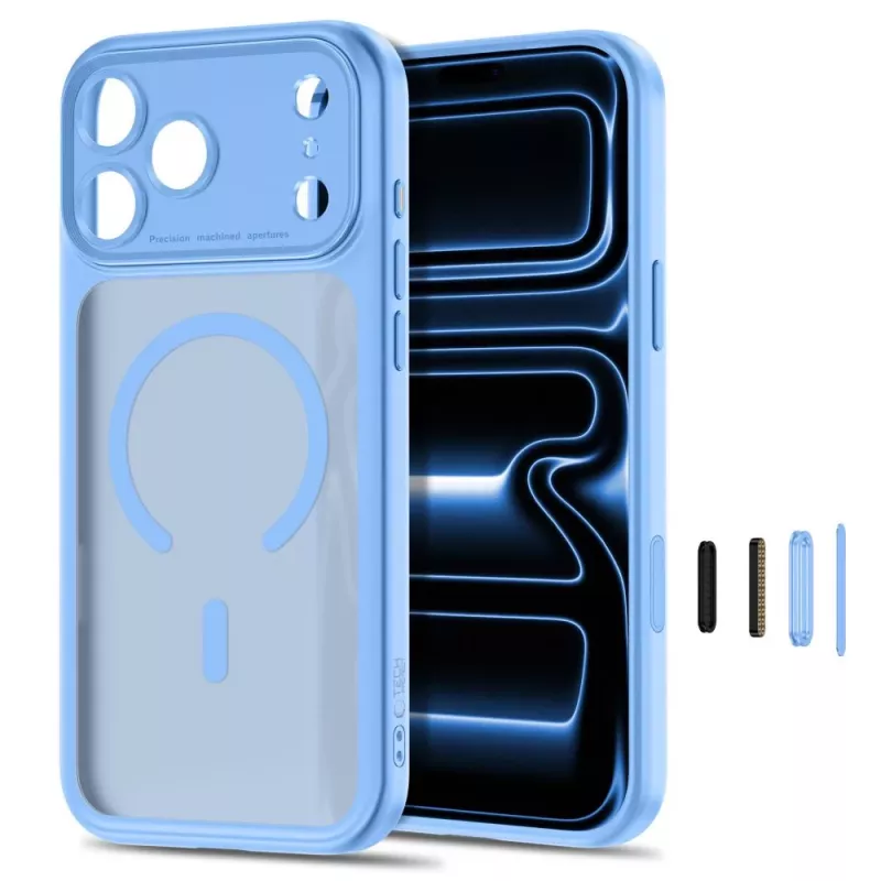 TECH-PROTECT MagPeak funda MagSafe para Apple iPhone 17 Pro / 18 Pro, azul claro mate