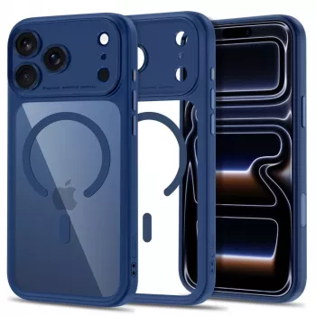 TECH-PROTECT MagPeak funda transparente MagSafe para iPhone 17 Pro Max / 18 Pro Max – azul intenso