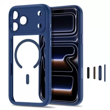 TECH-PROTECT MagPeak funda transparente MagSafe para iPhone 17 Pro Max / 18 Pro Max – azul intenso