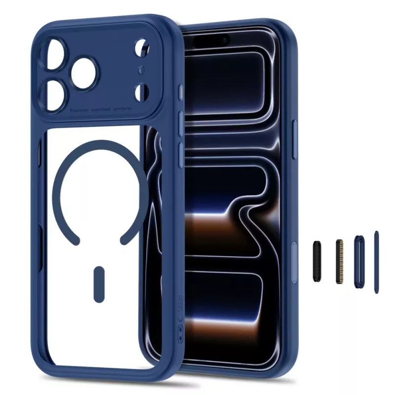 TECH-PROTECT MagPeak funda transparente MagSafe para iPhone 17 Pro Max / 18 Pro Max – azul intenso