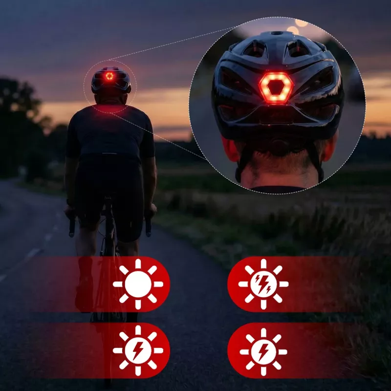 Vayox Speed Casco de bicicleta LED, negro brillante, talla L (58-61 cm)