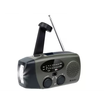 TRACER EXPLORER PRO Radio de expedición con panel solar, manivela, banda meteorológica NOAA, AM/FM, linterna LED y power bank USB