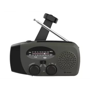 TRACER EXPLORER PRO Radio de expedición con panel solar, manivela, banda meteorológica NOAA, AM/FM, linterna LED y power bank USB