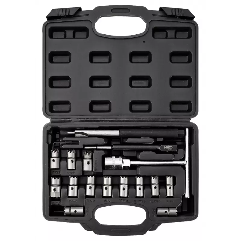 Cortador de limpieza de asiento de inyectores NEO TOOLS 11-885 - set de 17 piezas