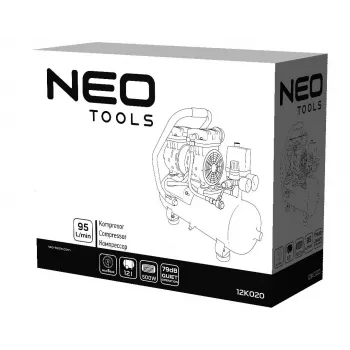 NEO TOOLS TOP-12K020 Compresor de aire lubricado con aceite 24L, 1,5 kW, 8 bar, 180 L/min, 230V