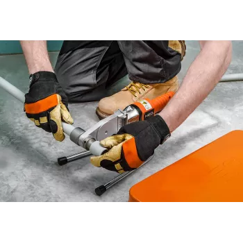 NEO TOOLS Termofusible para tubos de plástico 900W con 6 tamaños de matriz (20-63mm) para tubos PPR, PE, PB, temperatura ajustable 0-300°C, matrices de PTFE antiadherentes, incluye maletín metálico