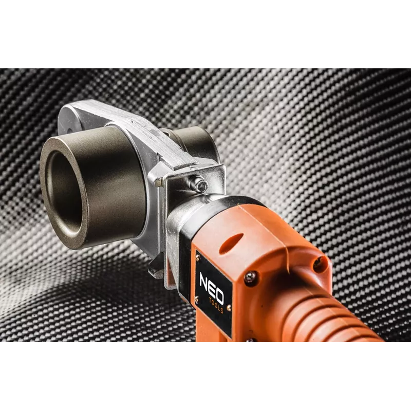 NEO TOOLS Termofusible para tubos de plástico 900W con 6 tamaños de matriz (20-63mm) para tubos PPR, PE, PB, temperatura ajustable 0-300°C, matrices de PTFE antiadherentes, incluye maletín metálico