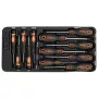 NEO TOOLS Set de 12 destornilladores de precisión y estándar con PZ, TX, plano, Phillips, puntas magnéticas, acero cromo-vanadio, mangos de dos componentes, bandeja de almacenamiento