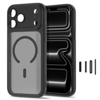 TECH-PROTECT MagPeak Funda MagSafe transparente para iPhone 17 Pro / 18 Pro negro mate