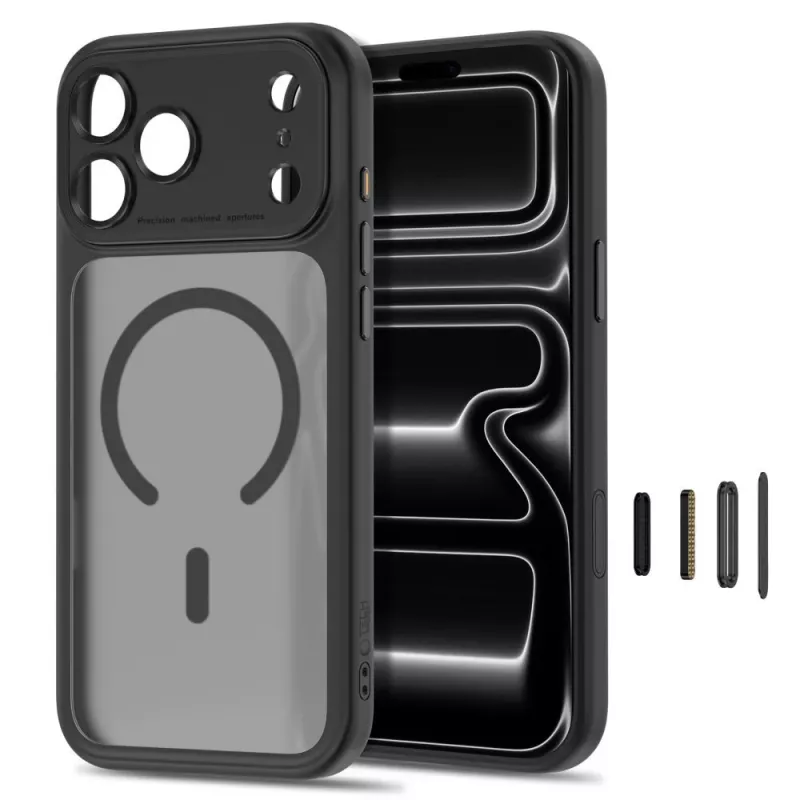 TECH-PROTECT MagPeak Funda MagSafe transparente para iPhone 17 Pro / 18 Pro negro mate