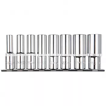 NEO TOOLS 1/2 Llaves de vaso largas multiestriadas, set de 8