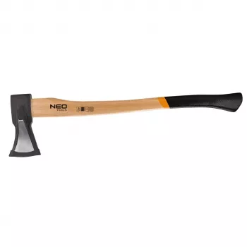 NEO TOOLS TOP-27-019 Hacha con mango de fibra de vidrio, cabeza de acero al carbono de 600g, 380mm, empuñadura antideslizante, protector de hoja, certificado TÜV GS