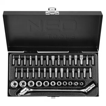 NEO TOOLS Juego de llaves de vaso 1/4, 41 uds.