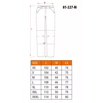 NEO Tools 81-227-M pantalón de trabajo de protección con refuerzo Oxford en las rodillas, gris/naranja, talla M