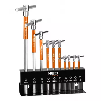 NEO TOOLS llave de vaso con mango giratorio 2-10 mm, set de 10 uds. con soporte