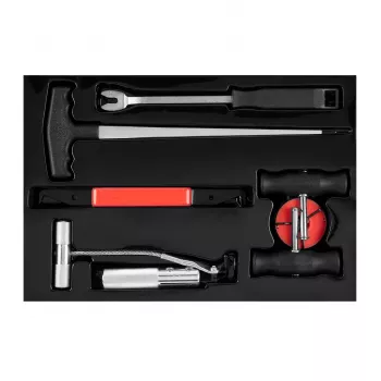 NEO TOOLS TOP-11-819 juego de extracción de parabrisas de 7 piezas con alambre cuadrado de 22 m, mangos de alambre, enhebrador, punzón, herramienta de moldura, mango de alambre, maletín de plástico