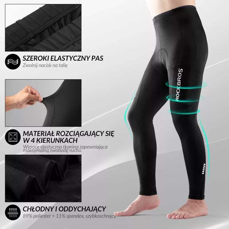 ROCKBROS RK2004L culote de bicicleta transpirable con badana de gel 3D, talla L, negro