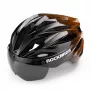 ROBOROCK Rockbros casco de bicicleta con visera magnética desmontable, protección UV400, 22 orificios de ventilación, rueda de ajuste, unisex negro mate-marrón