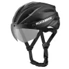 ROBOROCK Rockbros casco de bicicleta con visera magnética desmontable, protección UV400, 22 orificios de ventilación, rueda de ajuste, unisex negro mate-marrón