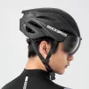 ROBOROCK Rockbros casco de bicicleta con visera magnética desmontable, protección UV400, 22 orificios de ventilación, rueda de ajuste, unisex negro mate-marrón