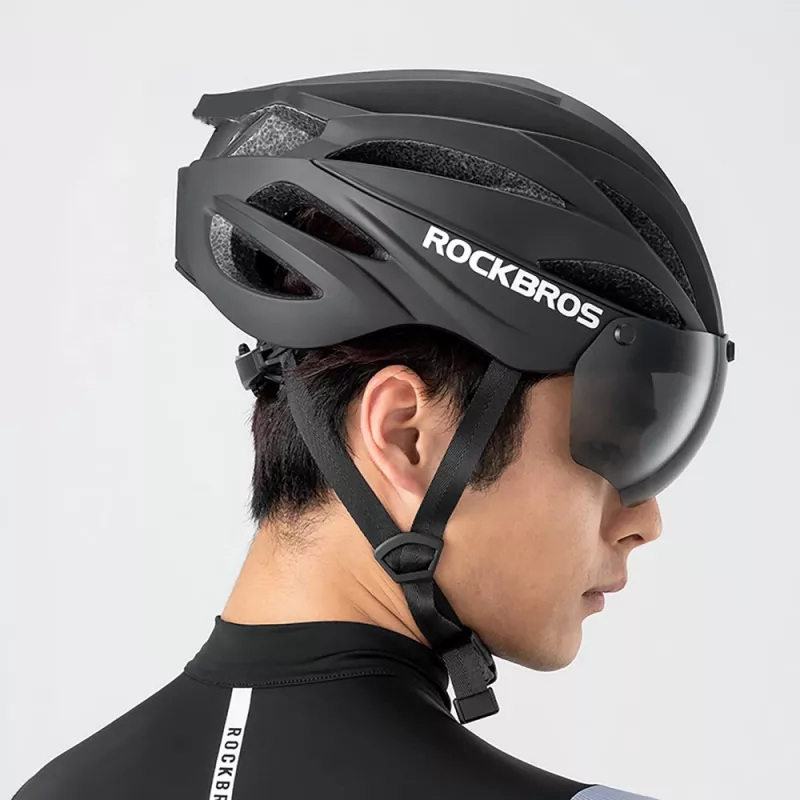 ROBOROCK Rockbros casco de bicicleta con visera magnética desmontable, protección UV400, 22 orificios de ventilación, rueda de ajuste, unisex negro mate-marrón