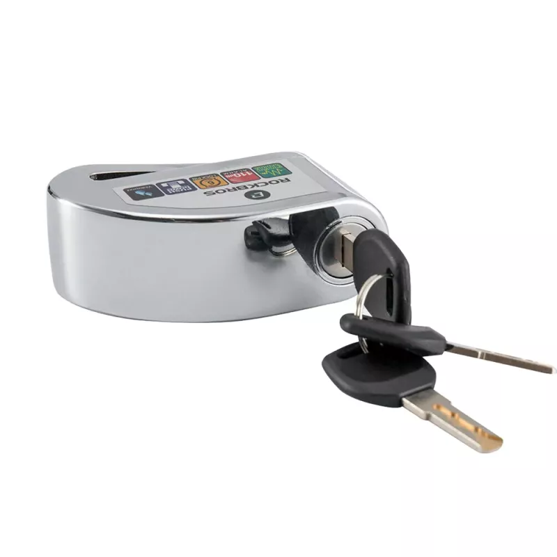 Rockbros LBAYG8308 Candado de bicicleta con alarma y bloqueo de freno de disco, negro