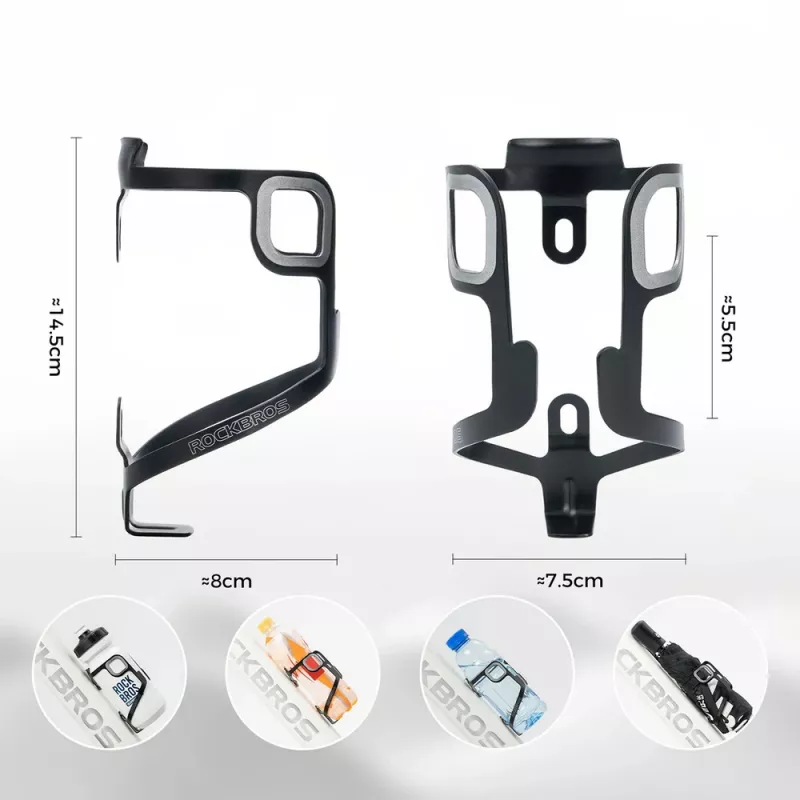 ROCKBROS BBC2504 Portabidón de bicicleta ultraligero de aleación de aluminio - Negro