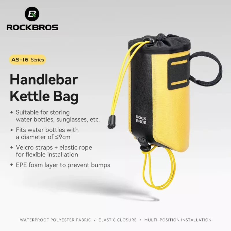 Rockbros AS-162 Bolsa de manillar impermeable para botellas - Amarillo